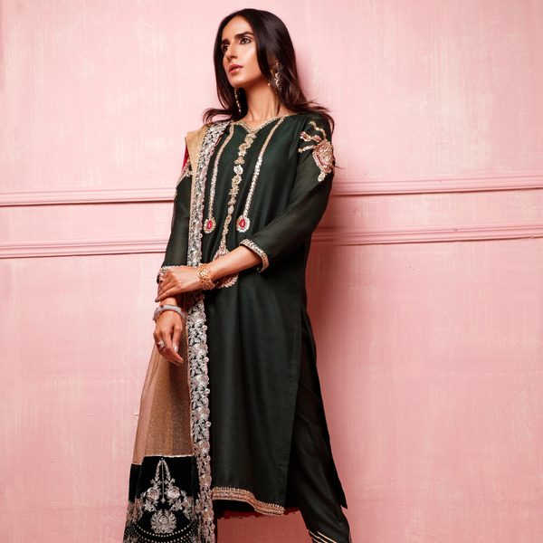 Wahajmkhan | Festive Fiesta Formals | THE JADE AFFAIR by Wahaj M.Khan - Designer Dress - Type: Ladies Clothes - Available at Libayah - 100% Original