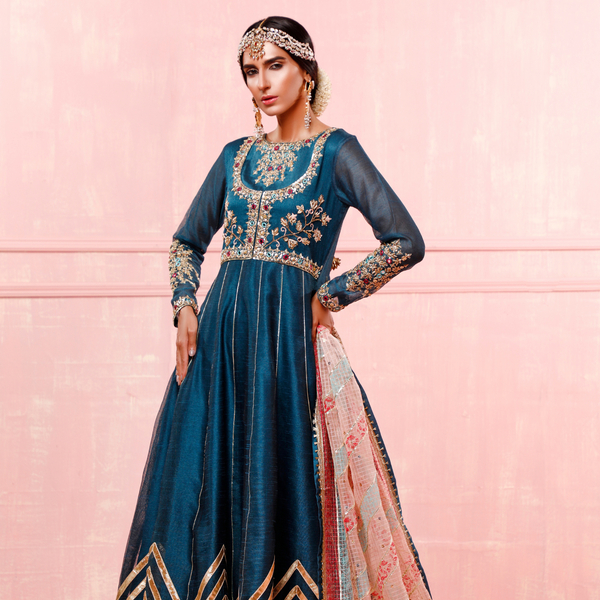 Wahajmkhan | Festive Fiesta Formals | TEAL LOVE by Wahaj M.Khan - Designer Dress - Type: Ladies Clothes - Available at Libayah - 100% Original
