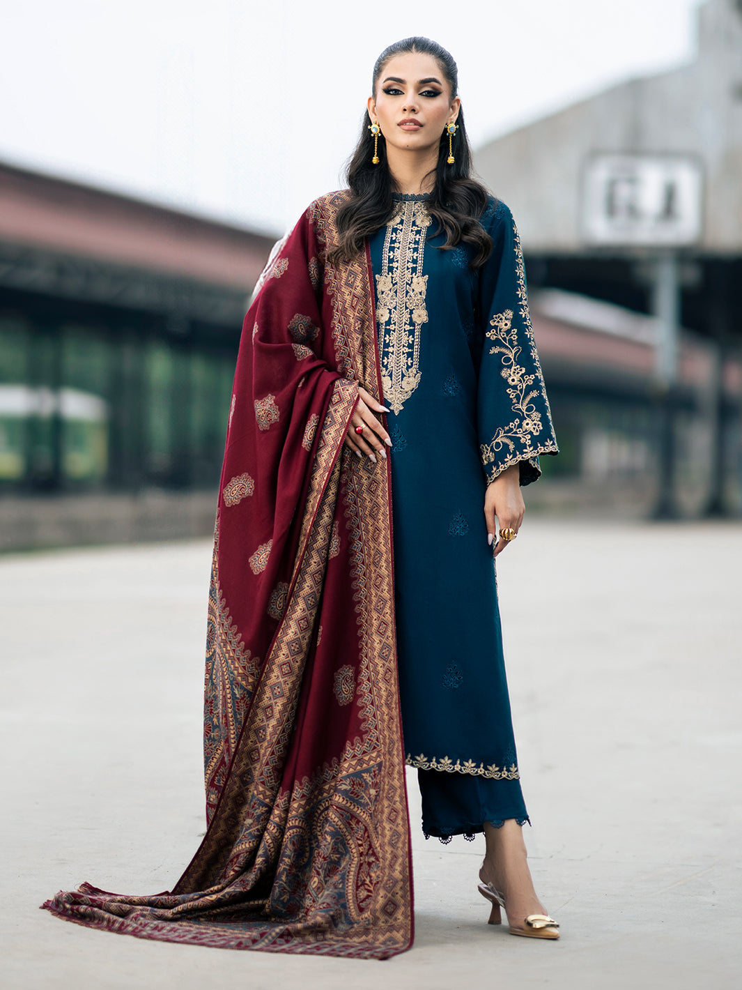 Izel | Musafir Embroidered Winter Collection 24 |  VASL by Izel - Designer Dress - Type: Casual - Available at Libayah - 100% Original