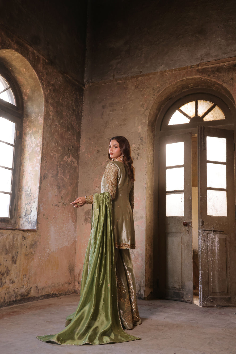 Wahaj M Khan | Banno Formals |  Mint Lama Bano Outfit by Wahaj M Khan - Designer Dress - Type: Ladies Clothes - Available at Libayah - 100% Original