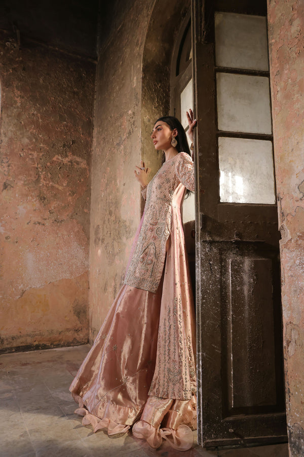 Wahaj M Khan | Banno Formals |   Pale Pink Lama Tissue Bano by Wahaj M Khan - Designer Dress - Type: Ladies Clothes - Available at Libayah - 100% Original