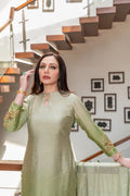 Wahaj M Khan | The Print Story | Sage Green Shaded Outfit by Wahaj M Khan - Designer Dress - Type: Ladies Clothes - Available at Libayah - 100% Original