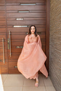 Wahaj M Khan | The Print Story |  Salmon Peach Sheesha Outfit by Wahaj M Khan - Designer Dress - Type: Ladies Clothes - Available at Libayah - 100% Original