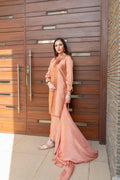 Wahaj M Khan | The Print Story |  Salmon Peach Sheesha Outfit by Wahaj M Khan - Designer Dress - Type: Ladies Clothes - Available at Libayah - 100% Original