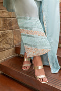 Wahaj M Khan | The Print Story |  Grey Blue Sheesha Outfit by Wahaj M Khan - Designer Dress - Type: Ladies Clothes - Available at Libayah - 100% Original