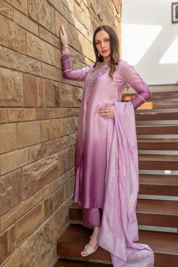 Wahaj M Khan | The Print Story |  Purple Shaded Sheesha Outfit by Wahaj M Khan - Designer Dress - Type: Ladies Clothes - Available at Libayah - 100% Original