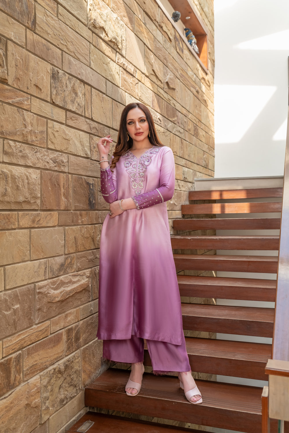 Wahaj M Khan | The Print Story |  Purple Shaded Sheesha Outfit by Wahaj M Khan - Designer Dress - Type: Ladies Clothes - Available at Libayah - 100% Original
