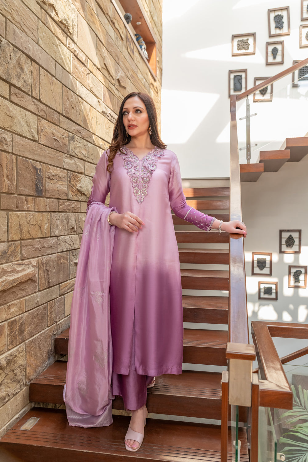 Wahaj M Khan | The Print Story |  Purple Shaded Sheesha Outfit by Wahaj M Khan - Designer Dress - Type: Ladies Clothes - Available at Libayah - 100% Original