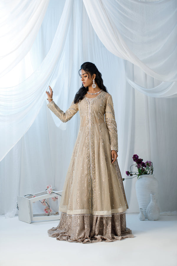 Wahaj M Khan | Zohra Drop 2 Formals | Net Ivory Zohra Jacket by Wahaj M.Khan - Designer Dress - Type: Ladies Clothes - Available at Libayah - 100% Original