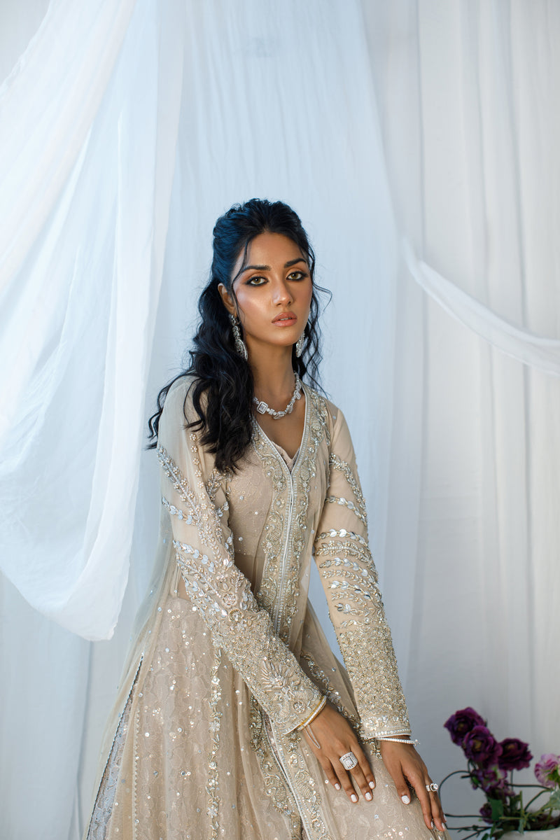 Wahaj M Khan | Zohra Drop 2 Formals | Net Ivory Zohra Jacket by Wahaj M.Khan - Designer Dress - Type: Ladies Clothes - Available at Libayah - 100% Original
