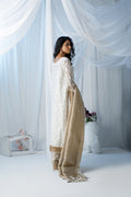 Wahaj M Khan | Zohra Drop 2 Formals | White & Gold Zohra Outfit by Wahaj M.Khan - Designer Dress - Type: Ladies Clothes - Available at Libayah - 100% Original