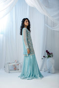 Wahaj M Khan | Zohra Drop 2 Formals | Ferozi & Peach Gharara Set by Wahaj M.Khan - Designer Dress - Type: Ladies Clothes - Available at Libayah - 100% Original