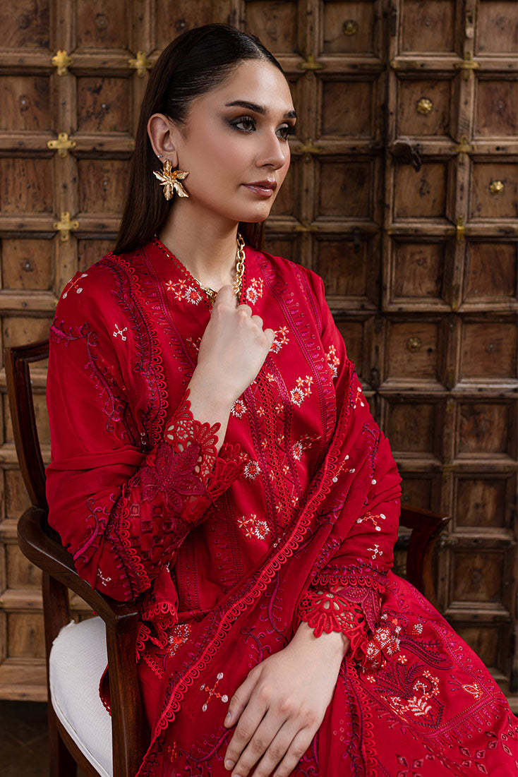 Marjjan | Aangan Embroidered Viscose |  PEV-24 B (RED) by Marjjan - Designer Dress - Type: Ladies Clothes - Available at Libayah - 100% Original