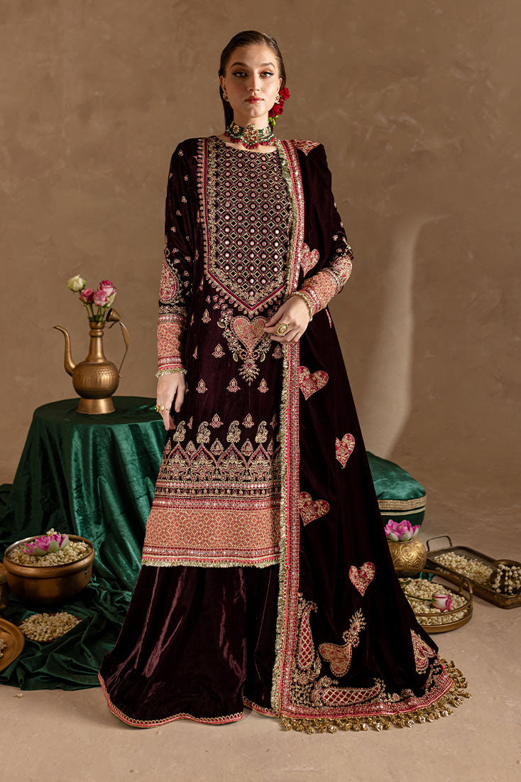 Marjjan | De Rose Velvet | MRV-08 (MEHROON) by Marjjan - Designer Dress - Type: Ladies Clothes - Available at Libayah - 100% Original