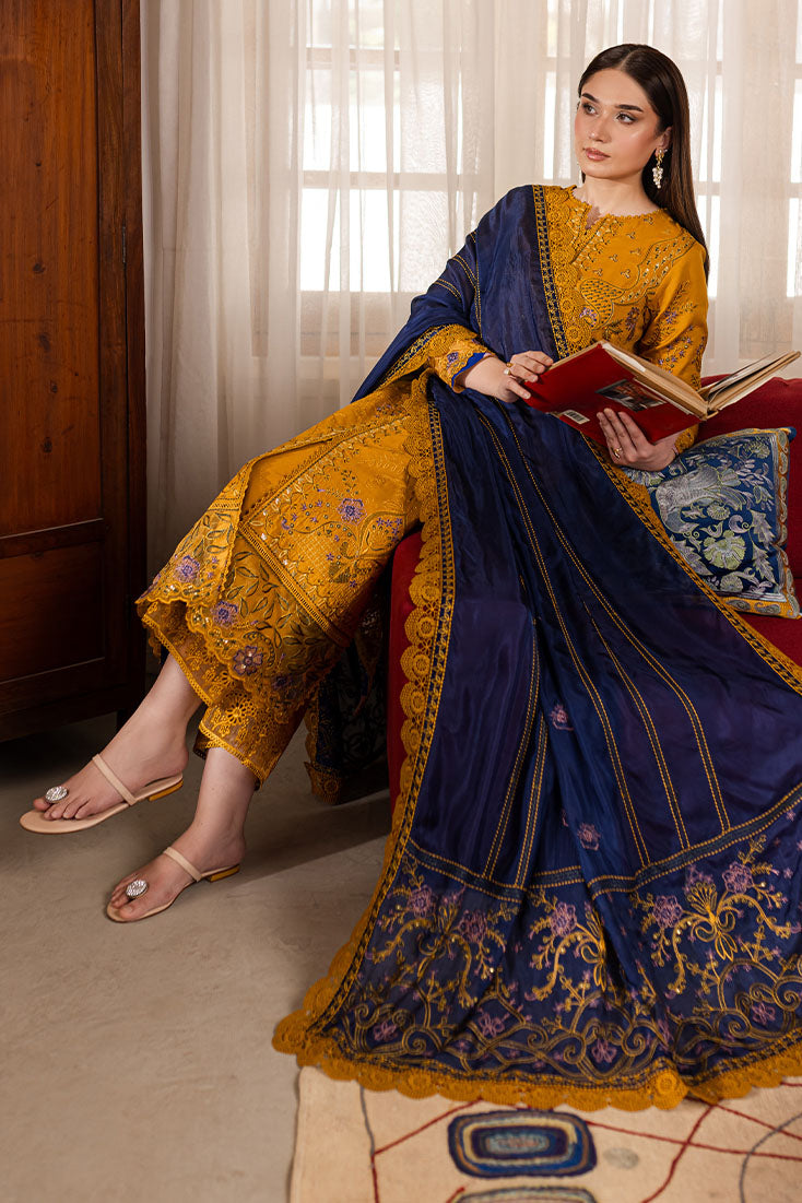 Marjjan | Aangan Embroidered Viscose |  PEV-19 A (MUSTARD) by Marjjan - Designer Dress - Type: Ladies Clothes - Available at Libayah - 100% Original