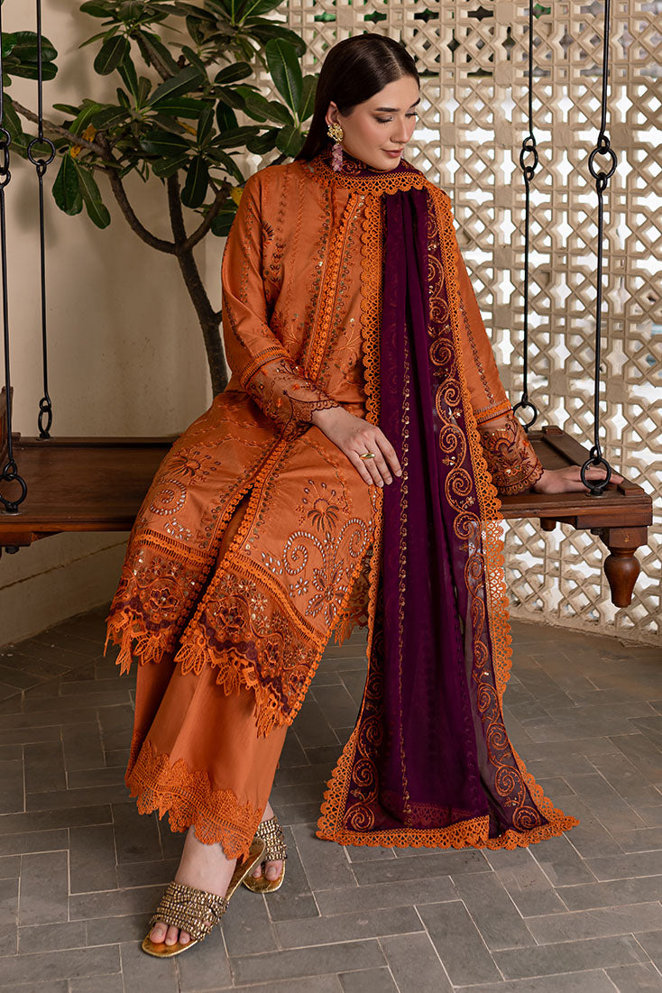 Marjjan | Aangan Embroidered Viscose |  PEV-23 B (RUST) by Marjjan - Designer Dress - Type: Ladies Clothes - Available at Libayah - 100% Original