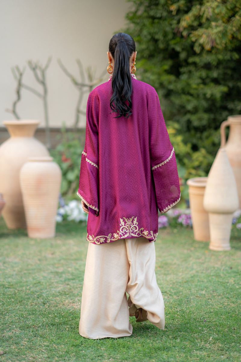 Wahaj M Khan | Pari Collection | Magenta cape Pari Outfit by Wahaj M Khan - Designer Dress  - Type : Ladies Clothes - Available at Libayah - 100% Original 