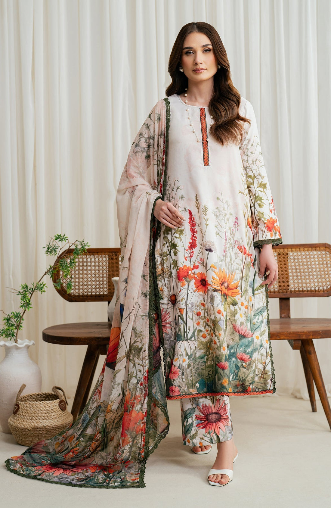 Zarif | Prints 24 |  ZGS 01 CREAM by Zarif - Designer Dress - Type: Ladies Clothes - Available at Libayah - 100% Original