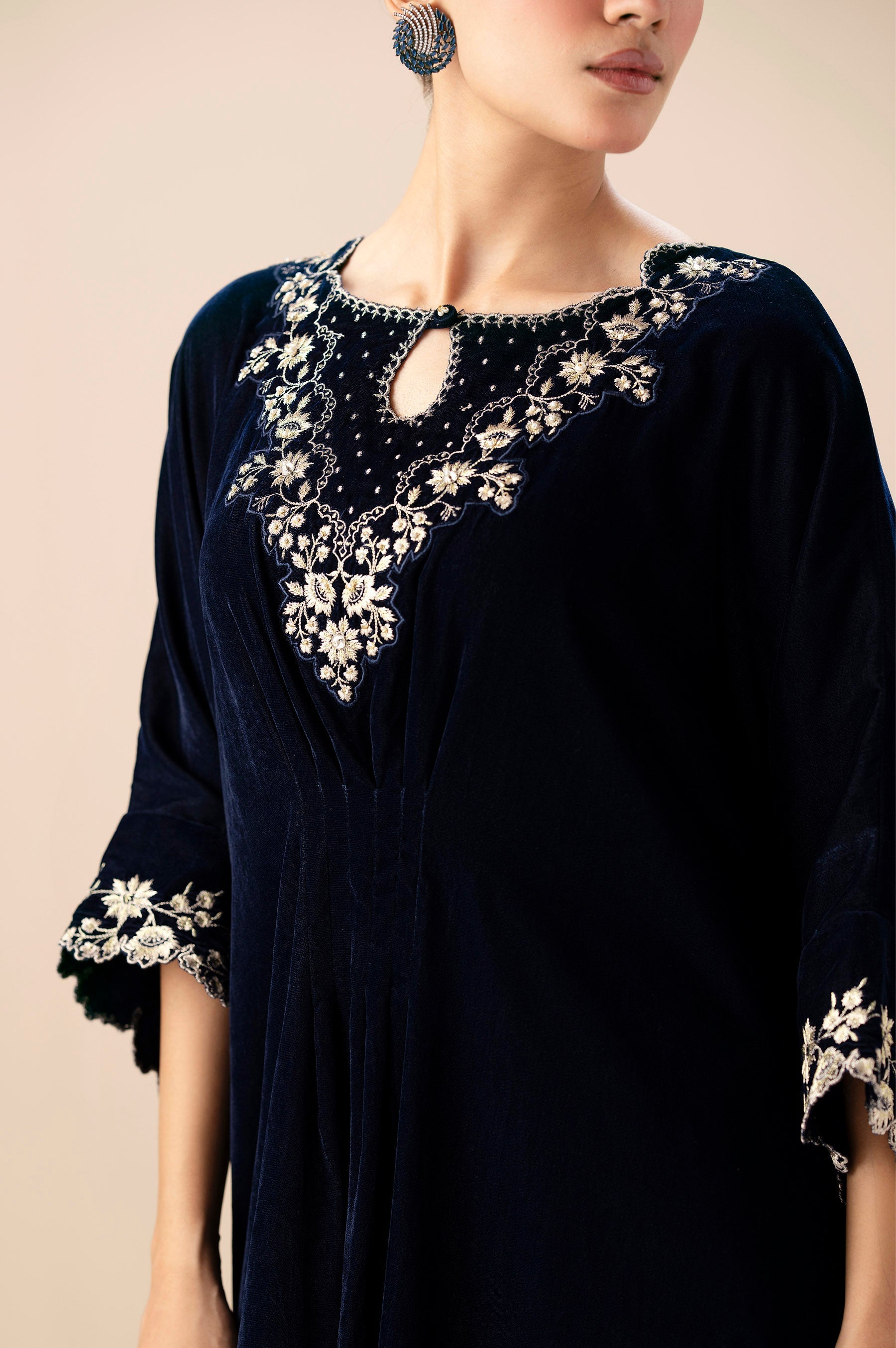 Zeen | Winter Collection | Velvet Kaftan 02 by Zeen - Designer Dress - Type: Ladies Clothes - Available at Libayah - 100% Original
