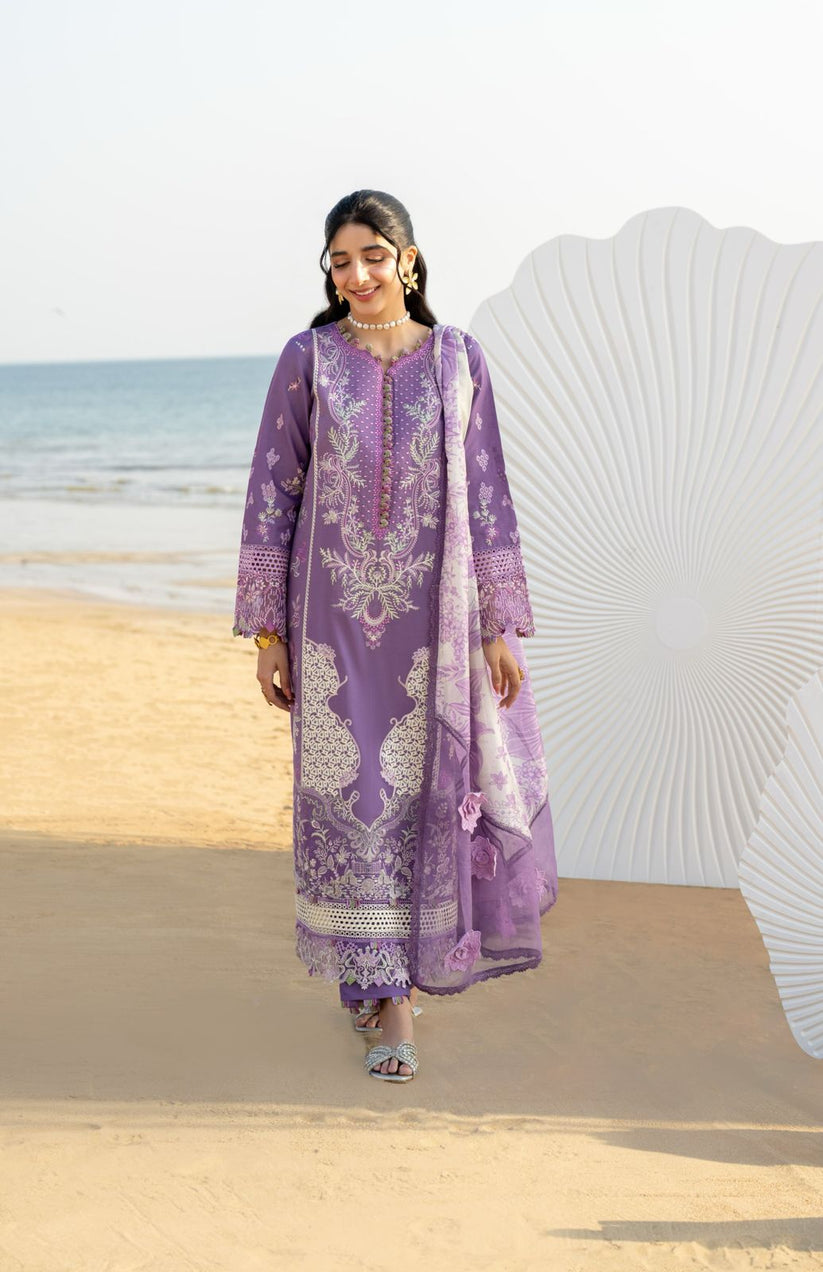 Aabyaan | Saagar Luxury Lawn 25 | ZARQA (AS-01) by Aabyaan - Designer Dress - Type: Ladies Clothes - Available at Libayah - 100% Original