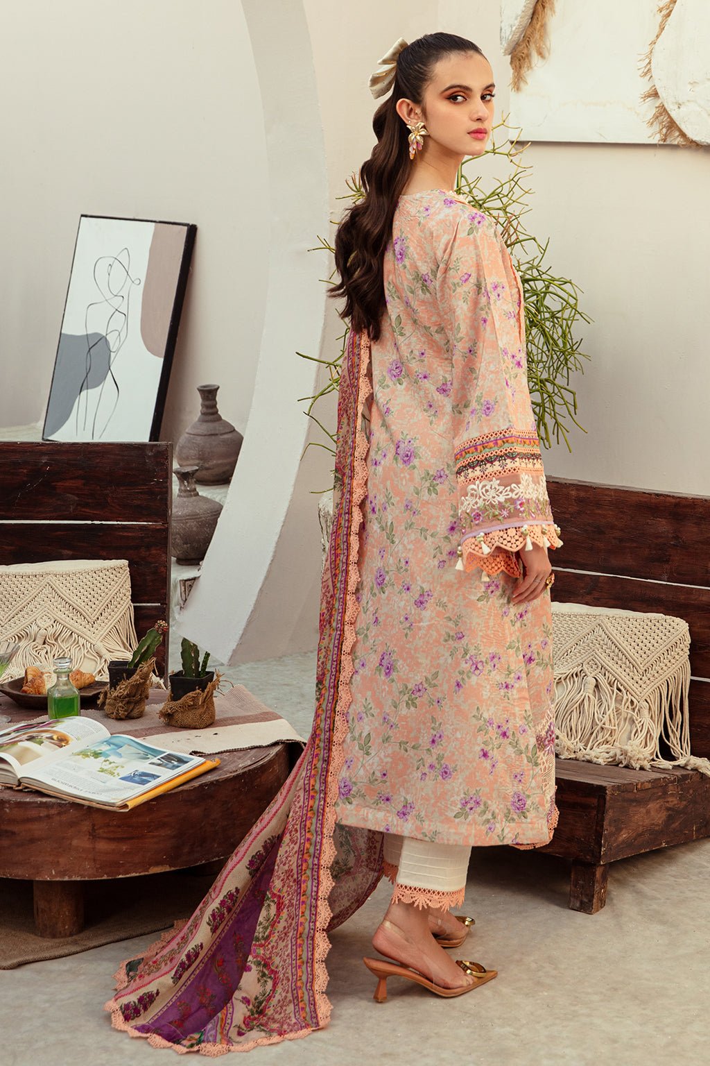 AJR Couture | Alif Affordable Lawn 24 | CORAL BLUSH by AJR Couture - Designer Dress - Type: Ladies Clothes - Available at Libayah - 100% Original