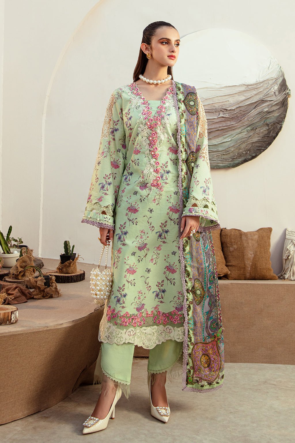 AJR Couture | Alif Affordable Lawn 24 | MINT MAGIC by AJR Couture - Designer Dress - Type: Ladies Clothes - Available at Libayah - 100% Original