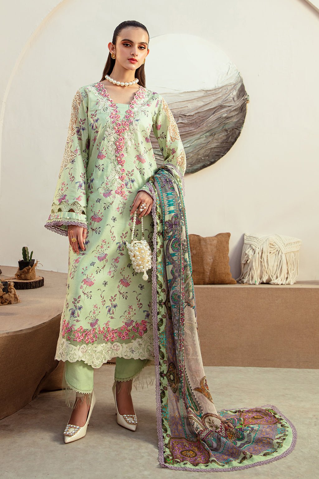 AJR Couture | Alif Affordable Lawn 24 | MINT MAGIC by AJR Couture - Designer Dress - Type: Ladies Clothes - Available at Libayah - 100% Original