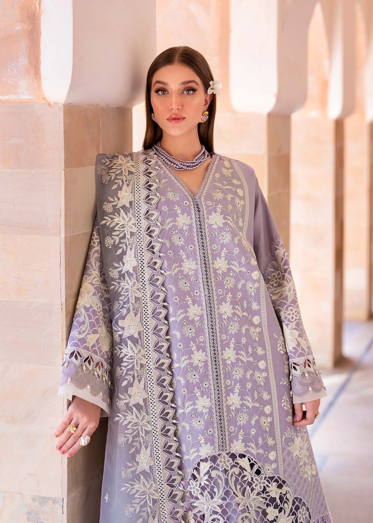 Akbaraslam | Hayat Luxury Lawn 24 | MIST by Akbar Aslam - Designer Dress - Type: Ladies Clothes - Available at Libayah - 100% Original