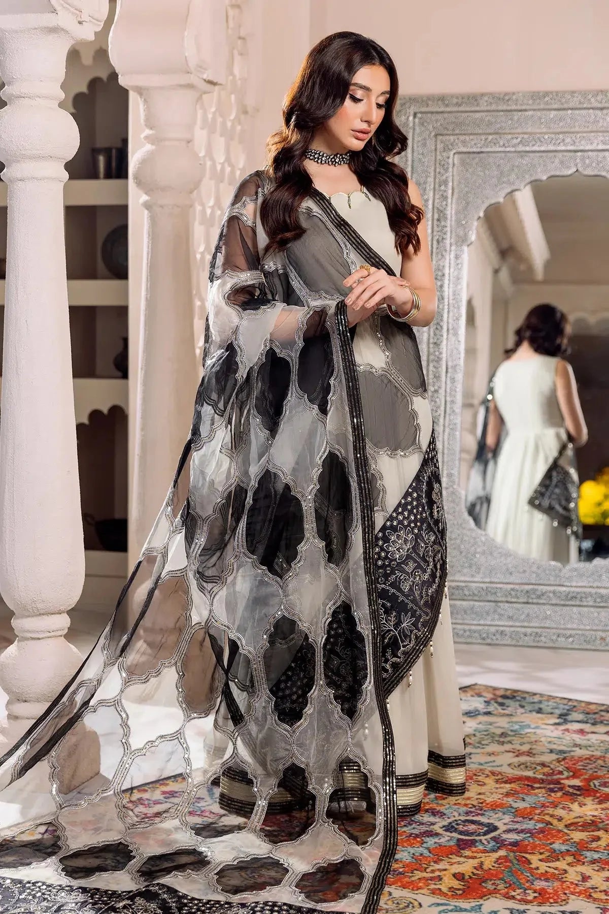 Alizeh | Formals Collection | Offwhite Black 4 piece - RTW1016 by Alizeh - Designer Dress - Type: Ladies Clothes - Available at Libayah - 100% Original