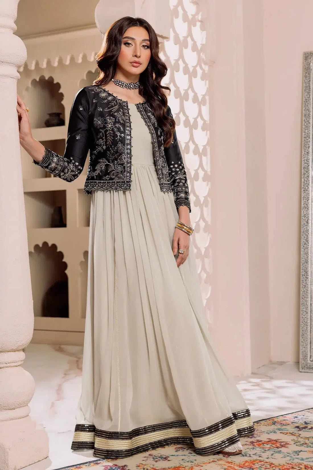 Alizeh | Formals Collection | Offwhite Black 4 piece - RTW1016 by Alizeh - Designer Dress - Type: Ladies Clothes - Available at Libayah - 100% Original