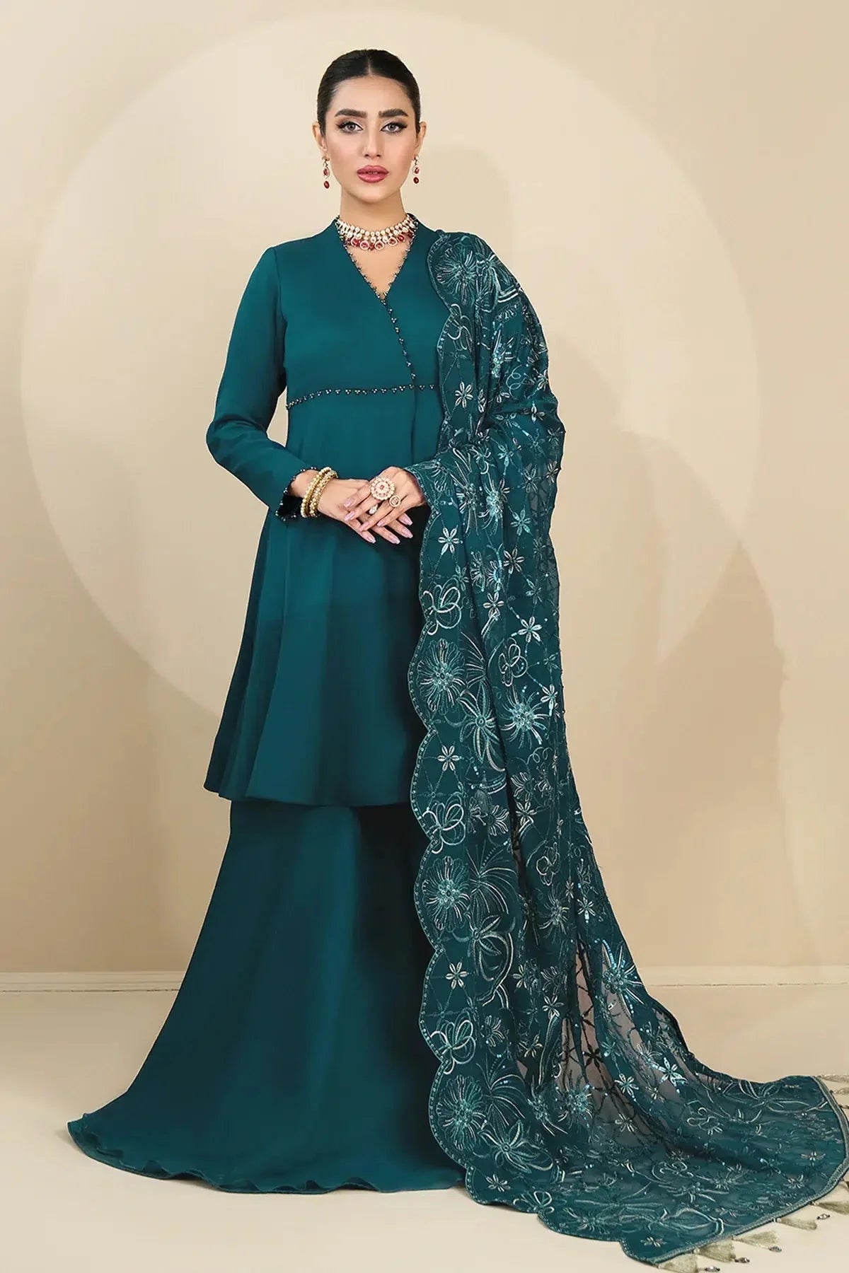 Alizeh | Formals Collection | Sea Green Peplum 3 piece - RTW1015 by Alizeh - Designer Dress - Type: Ladies Clothes - Available at Libayah - 100% Original