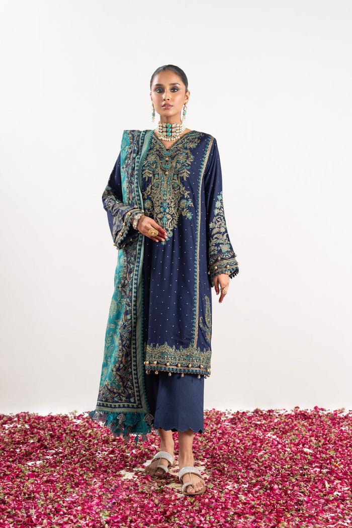 Alkaram | Festive Collection | FC-W-29K-23-3-Dark Blue by Alkaram - Designer Dress - Type: Ladies Clothes - Available at Libayah - 100% Original