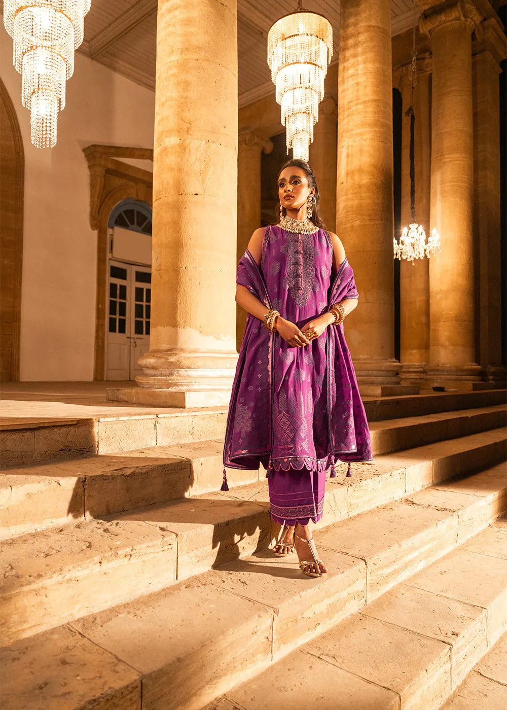 Alkaram | Spring Summer Festive 24 | Embroidered Jacquard Purple by Alkaram - Designer Dress - Type: Ladies Clothes - Available at Libayah - 100% Original