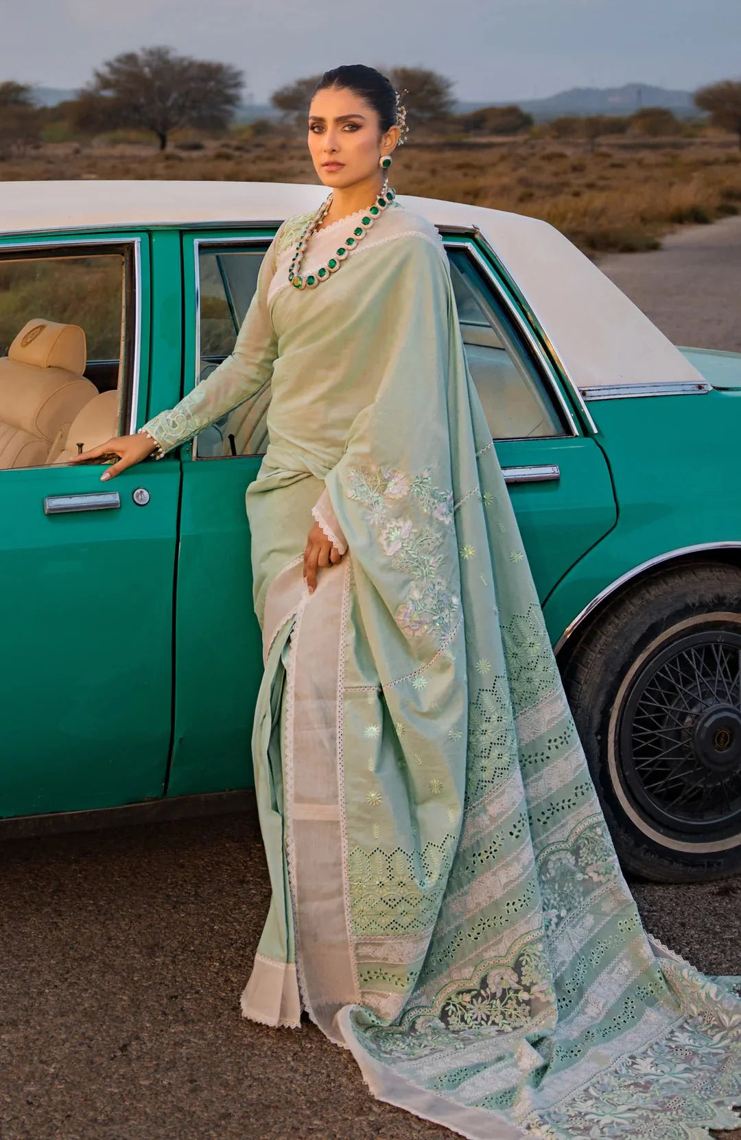 Alzohaib | Mahiymaan Luxury Lawn | MLL- Meadow Mint by Alzohaib - Designer Dress - Type: Ladies Clothes - Available at Libayah - 100% Original
