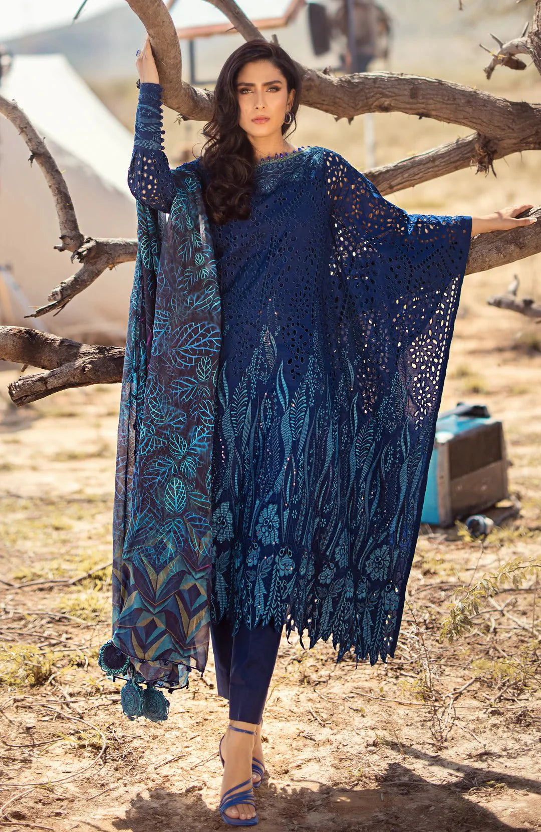 Alzohaib | Mahiymaan Luxury Lawn | MLL- Sapphire Shadow by Alzohaib - Designer Dress - Type: Ladies Clothes - Available at Libayah - 100% Original