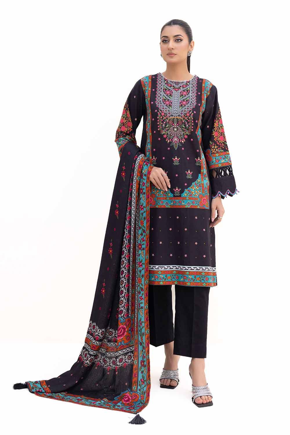Gul Ahmed | Winter Collection 24 | Khaddar Suit with Printed Pashmina Dupatta AP-42030 by Gul Ahmed - Designer Dress - Type: Ladies Clothes - Available at Libayah - 100% Original