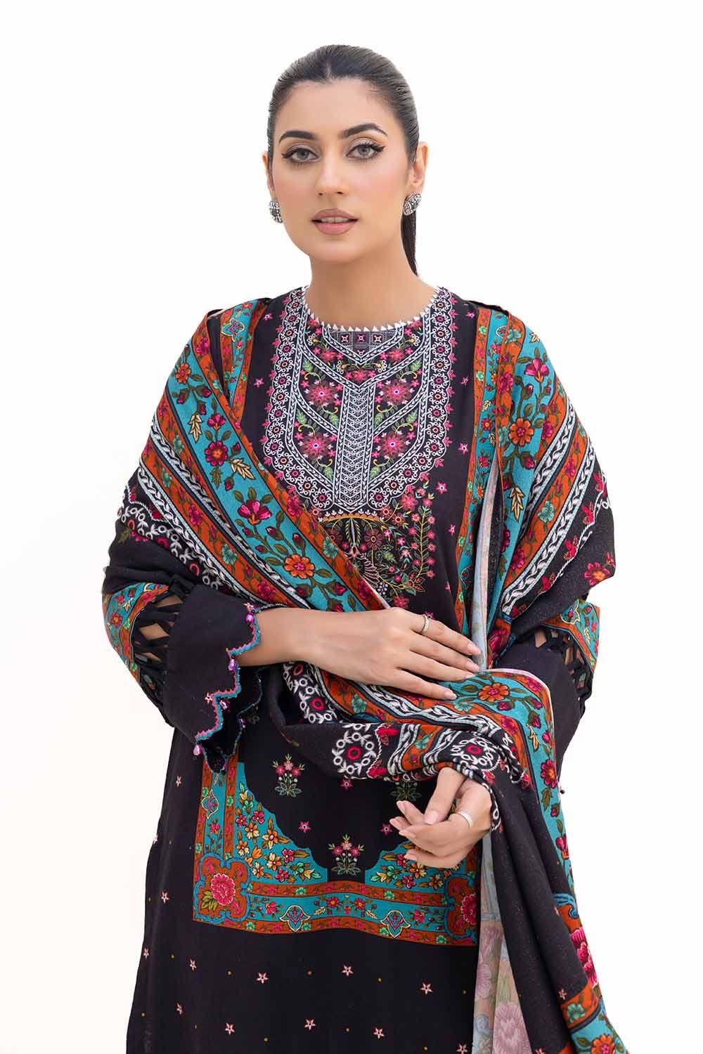 Gul Ahmed | Winter Collection 24 | Khaddar Suit with Printed Pashmina Dupatta AP-42030 by Gul Ahmed - Designer Dress - Type: Ladies Clothes - Available at Libayah - 100% Original