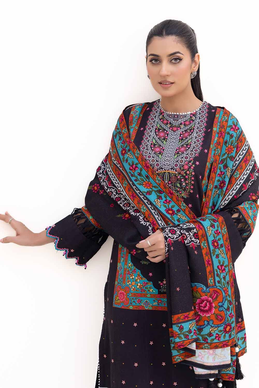 Gul Ahmed | Winter Collection 24 | Khaddar Suit with Printed Pashmina Dupatta AP-42030 by Gul Ahmed - Designer Dress - Type: Ladies Clothes - Available at Libayah - 100% Original