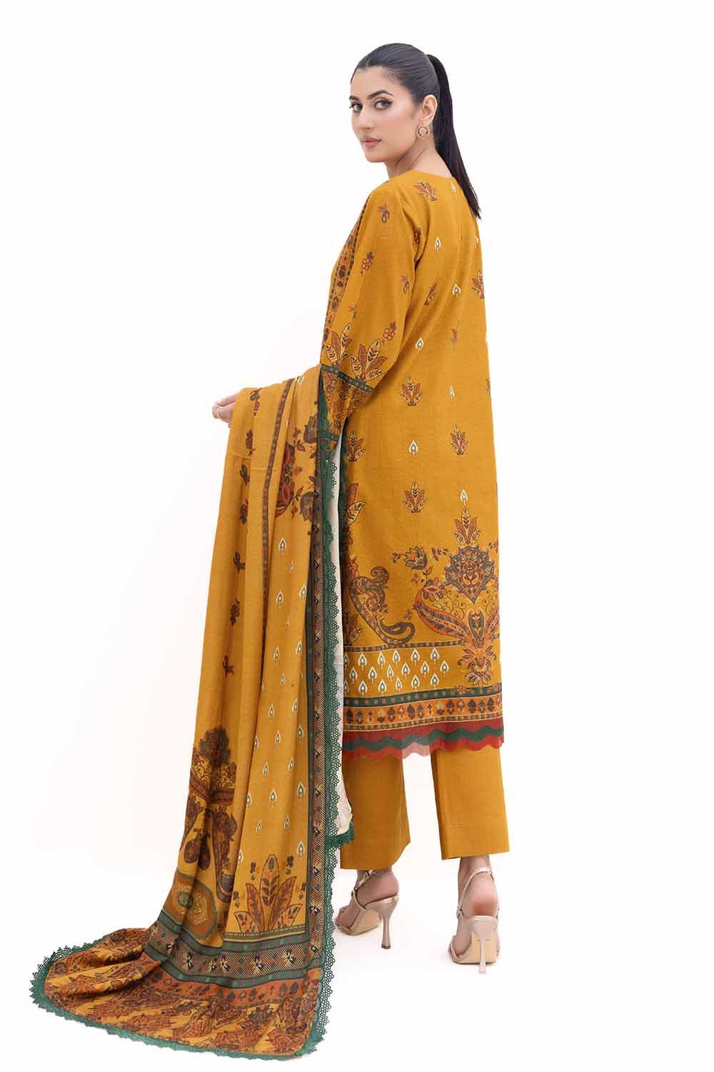 Gul Ahmed | Winter Collection 24 | Khaddar Suit with Printed Pashmina Dupatta AP-42037 by Gul Ahmed - Designer Dress - Type: Ladies Clothes - Available at Libayah - 100% Original