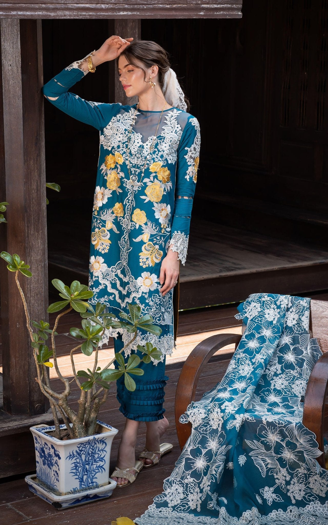 Asifa and Nabeel | Rosemary Ruffles 24 | Flora by Asifa and Nabeel - Designer Dress - Type: Ladies Clothes - Available at Libayah - 100% Original