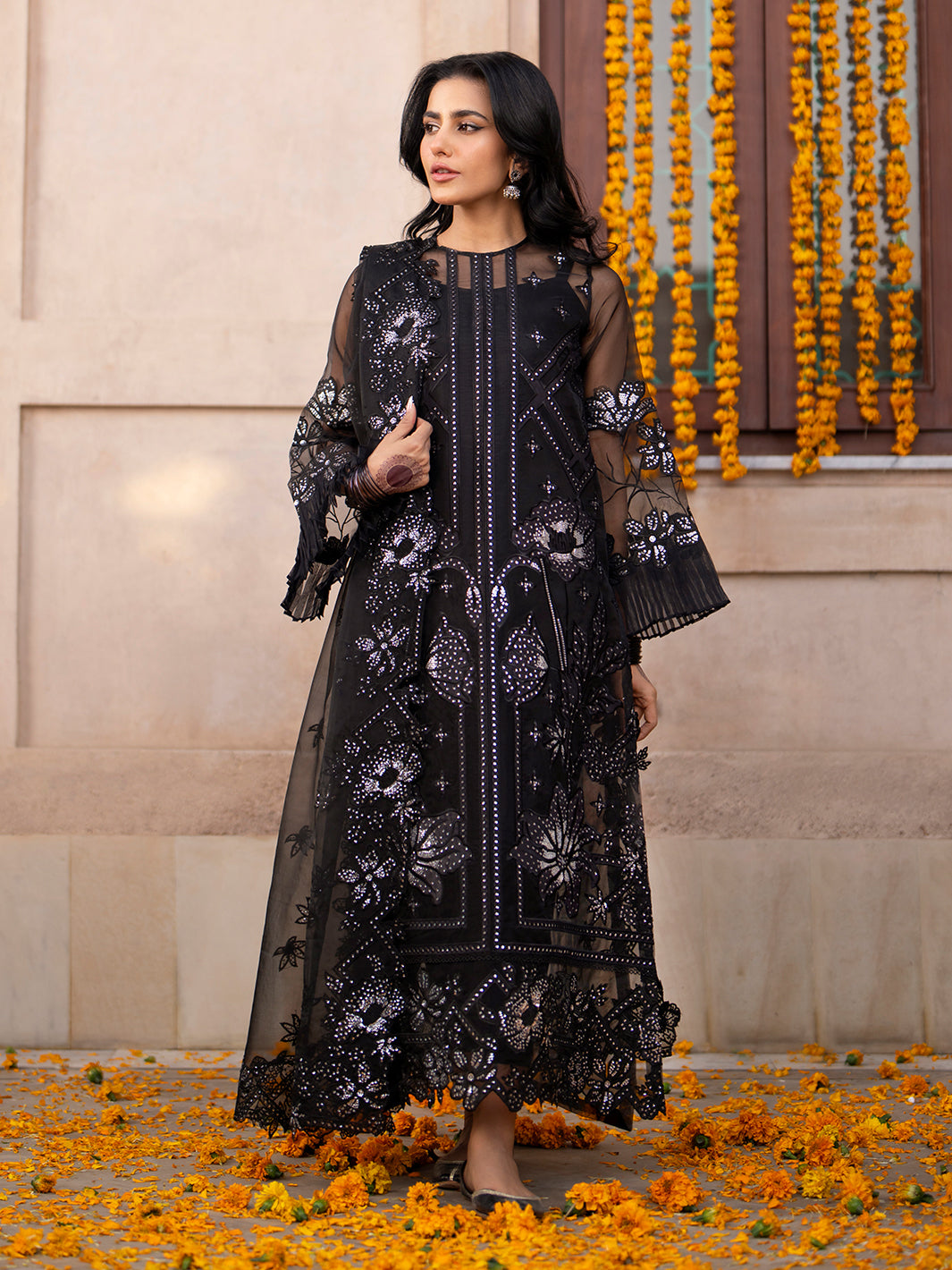 Binilyas | Dilbaro Embroidered Festive Lawn 24 | 402-A by Bin Ilyas - Designer Dress - Type: Ladies Clothes - Available at Libayah - 100% Original