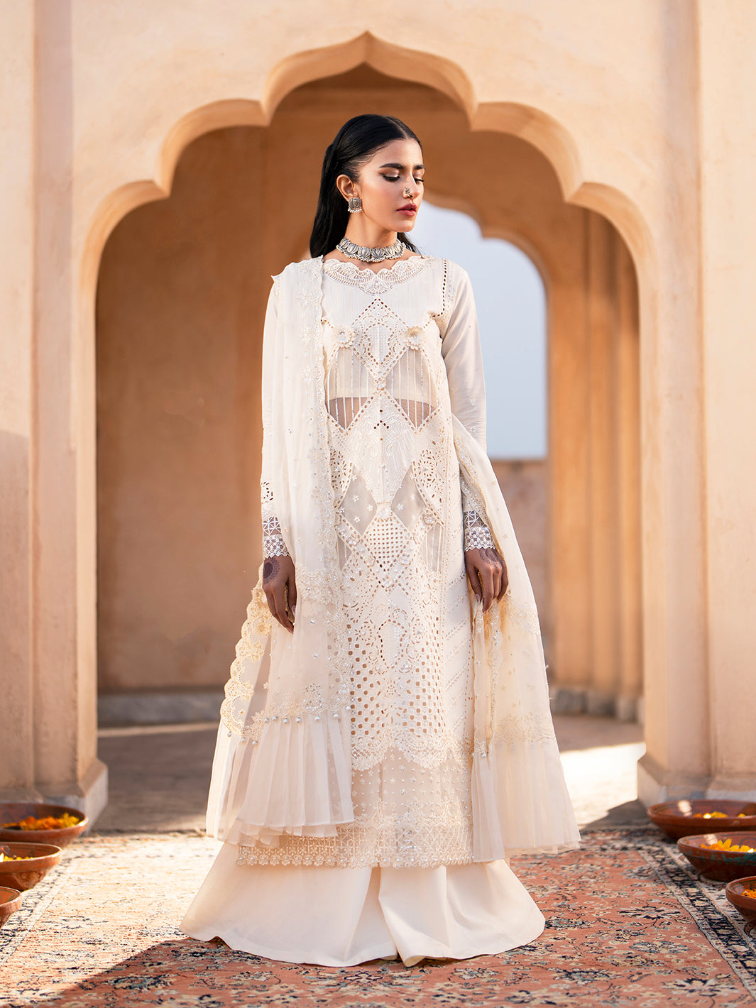 Binilyas | Dilbaro Embroidered Festive Lawn 24 | 401-A by Bin Ilyas - Designer Dress - Type: Ladies Clothes - Available at Libayah - 100% Original