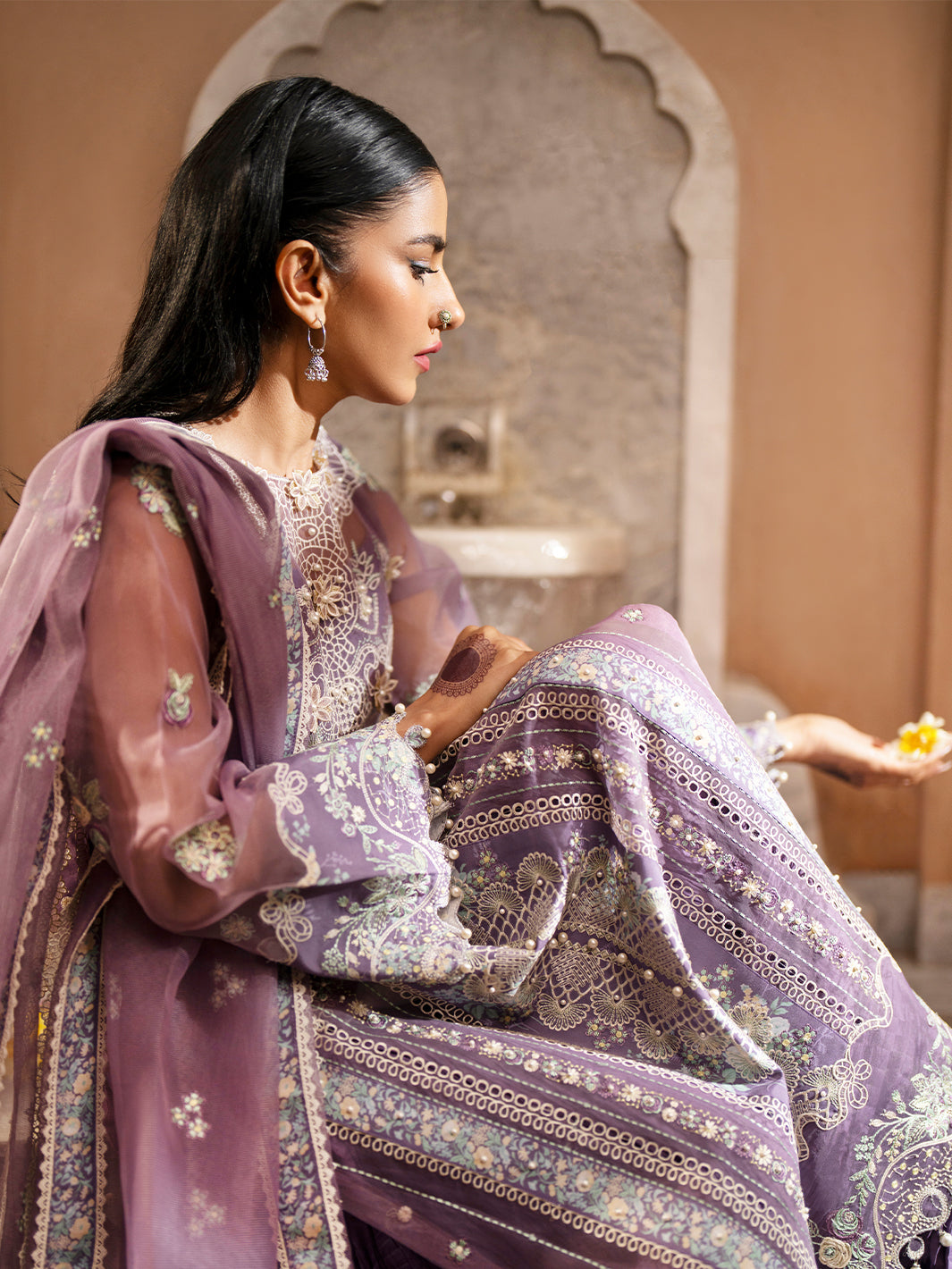 Binilyas | Dilbaro Embroidered Festive Lawn 24 | 406-A by Bin Ilyas - Designer Dress - Type: Ladies Clothes - Available at Libayah - 100% Original