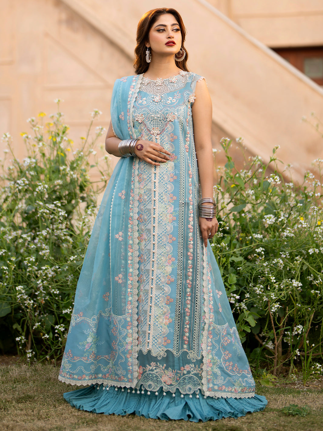 Binilyas | Dilbaro Embroidered Festive Lawn 24 | 406-B by Bin Ilyas - Designer Dress - Type: Ladies Clothes - Available at Libayah - 100% Original