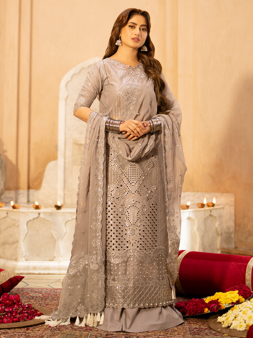 Binilyas | Dilbaro Embroidered Festive Lawn 24 | 401-B by Bin Ilyas - Designer Dress - Type: Ladies Clothes - Available at Libayah - 100% Original
