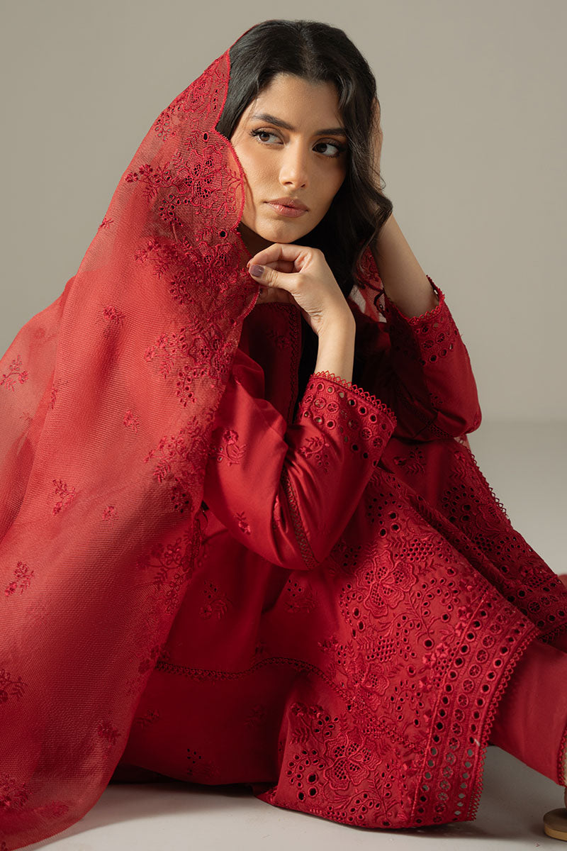 Cross Stitch | Chikankari Lawn 25 | CARMINE GRIS by Cross Stitch - Designer Dress - Type: Ladies Clothes - Available at Libayah - 100% Original