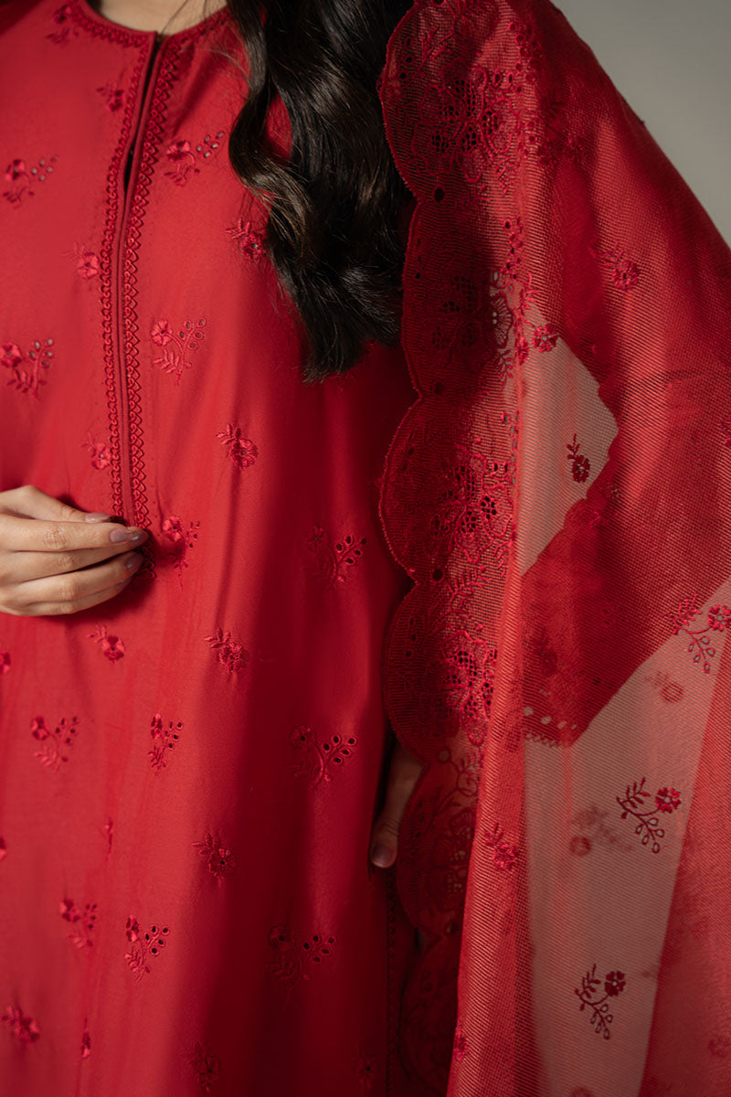 Cross Stitch | Chikankari Lawn 25 | CARMINE GRIS by Cross Stitch - Designer Dress - Type: Ladies Clothes - Available at Libayah - 100% Original