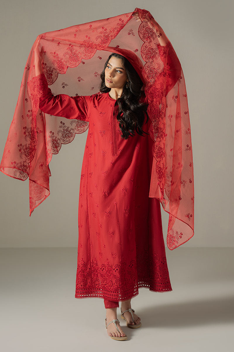 Cross Stitch | Chikankari Lawn 25 | CARMINE GRIS by Cross Stitch - Designer Dress - Type: Ladies Clothes - Available at Libayah - 100% Original
