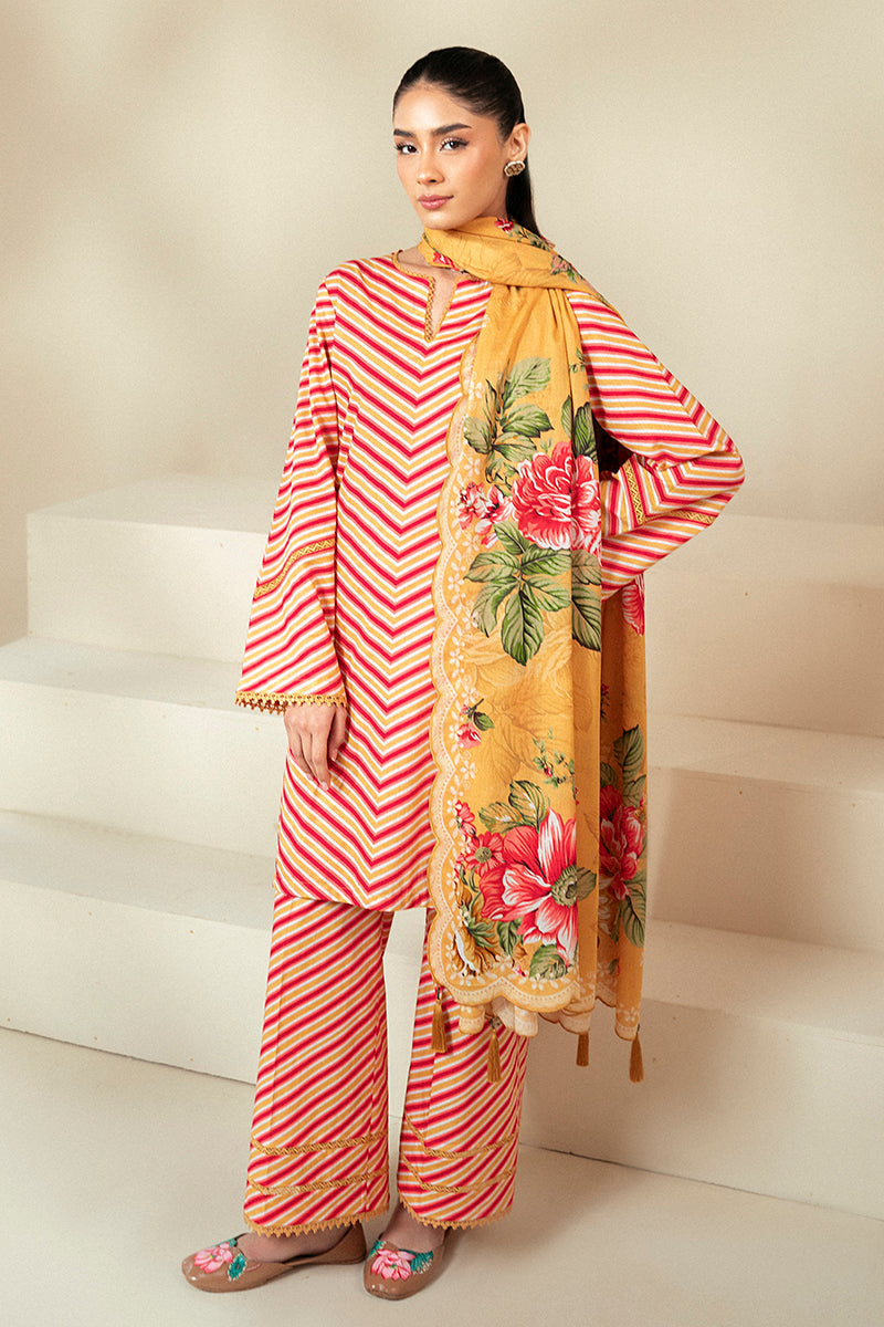 Cross Stitch | Daily Lawn 24 | GOLDEN ROSADO-3 PIECE LAWN SUIT by Cross Stitch - Designer Dress - Type: Ladies Clothes - Available at Libayah - 100% Original