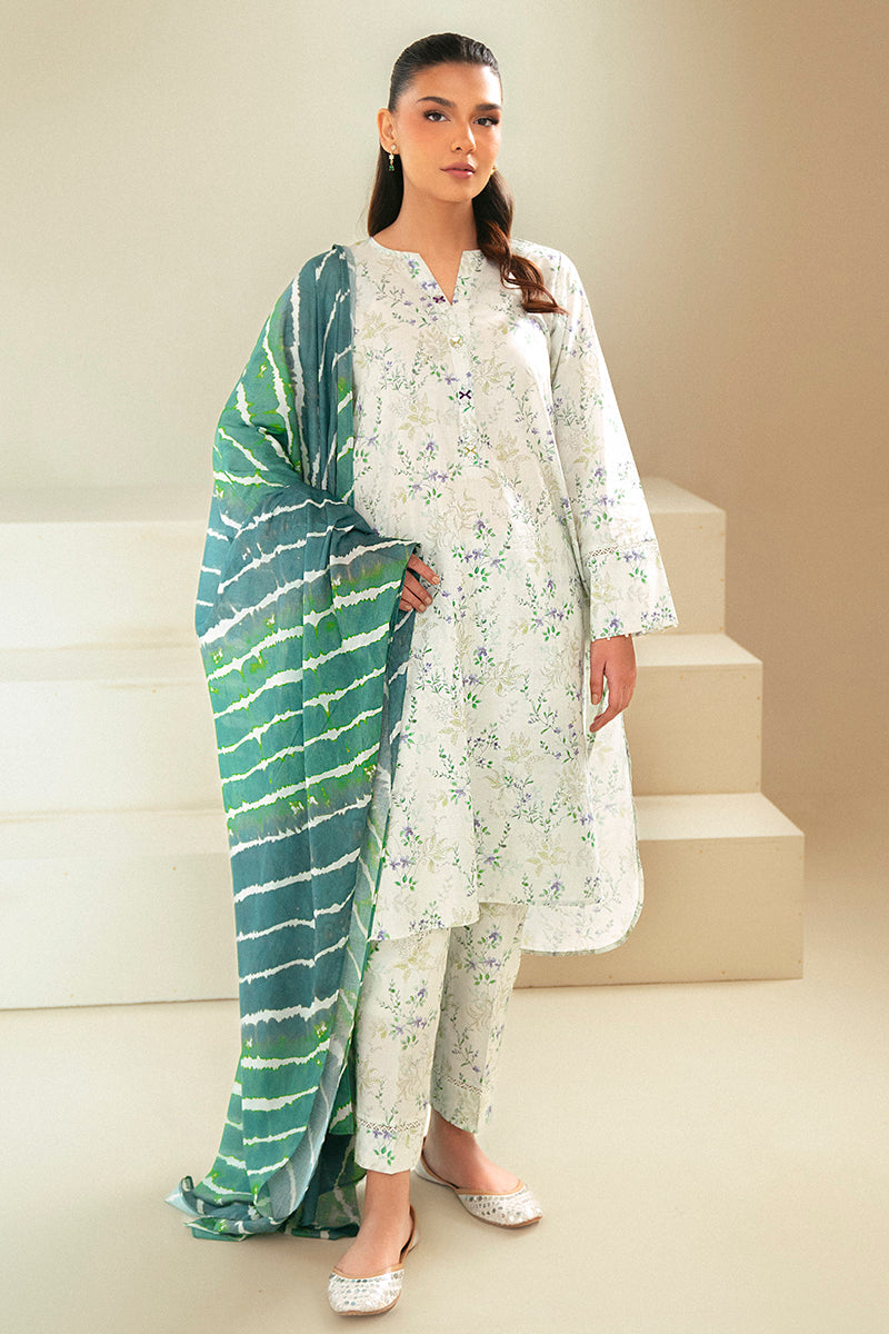 Cross Stitch | Daily Lawn 24 | LAUREL MINT-3 PIECE LAWN SUIT by Cross Stitch - Designer Dress - Type: Ladies Clothes - Available at Libayah - 100% Original